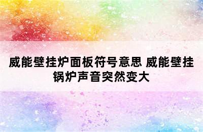 威能壁挂炉面板符号意思 威能壁挂锅炉声音突然变大